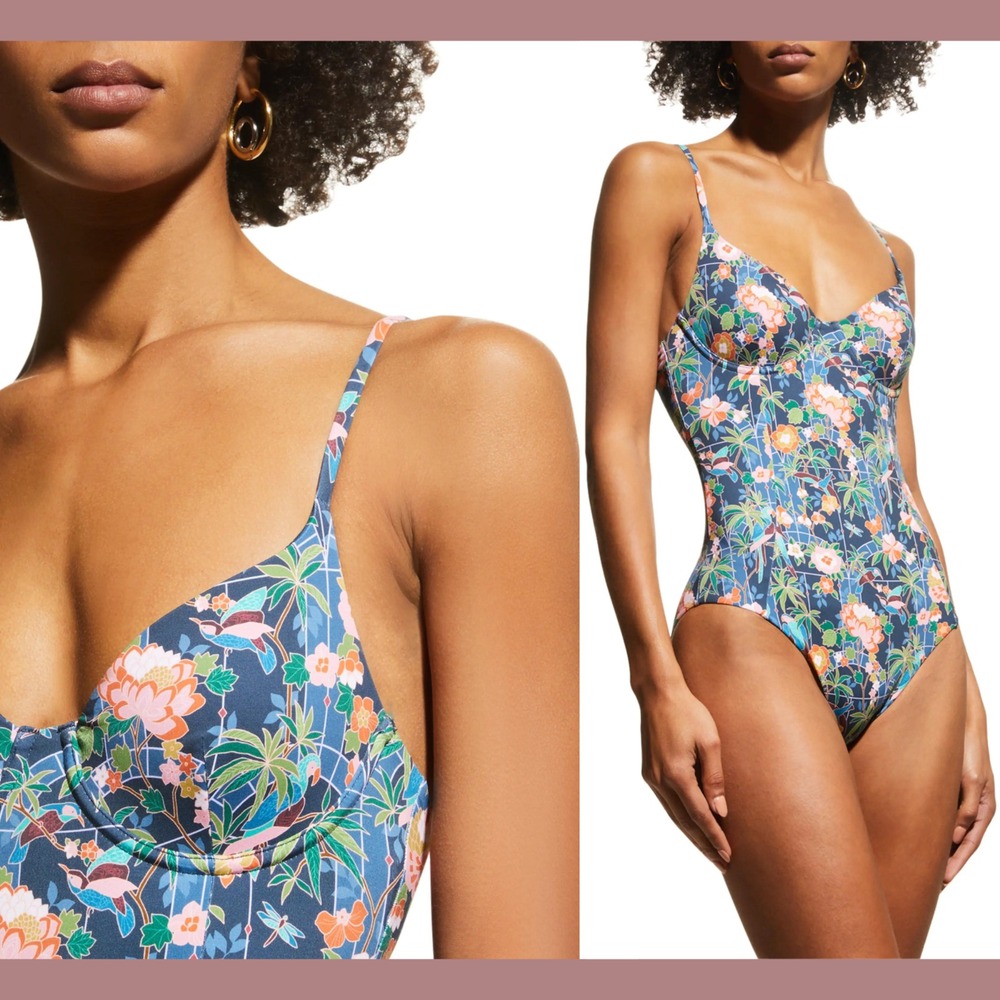 NEW $245 Onia [ XS ] Chelsea One Piece Swimsuit in Navy Multi Jungle Mosaic 7062 - Picture 4 of 16
